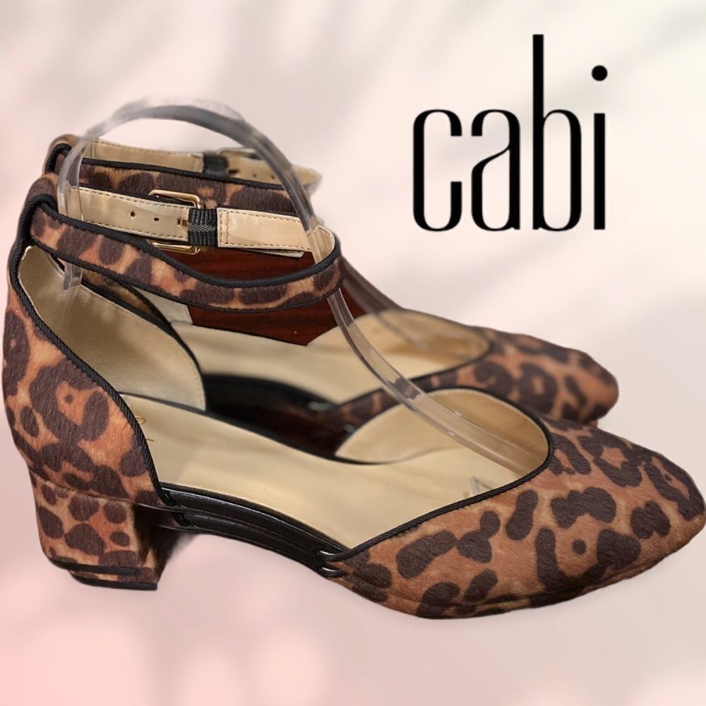 Cabi 6015 Kiki Cheetah Ankle Strap Chunky Heels 8
